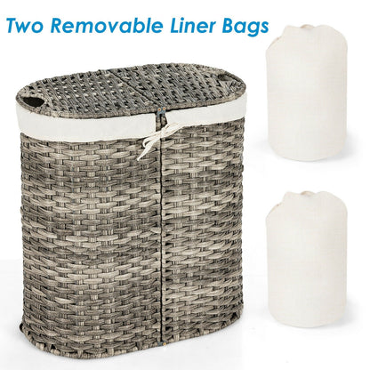 Handwoven Laundry Hamper Basket with 2 Removable Liner Bags, Gray at Gallery Canada