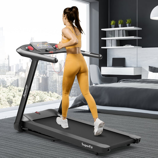 4.75HP Folding Treadmill with Preset Programs Touch Screen Control, Black - Gallery Canada