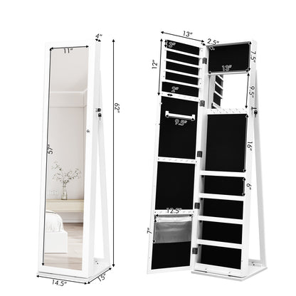 Lockable Freestanding Jewelry Armoire with Full Length Mirror, White Jewelry Armoires at Gallery Canada