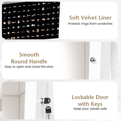 Lockable Freestanding Jewelry Armoire with Full Length Mirror, White Jewelry Armoires at Gallery Canada