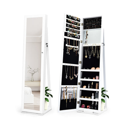 Lockable Freestanding Jewelry Armoire with Full Length Mirror, White Jewelry Armoires White at Gallery Canada