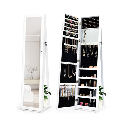 Lockable Freestanding Jewelry Armoire, Full Length Mirror, White Jewelry Armoires at Gallery Canada
