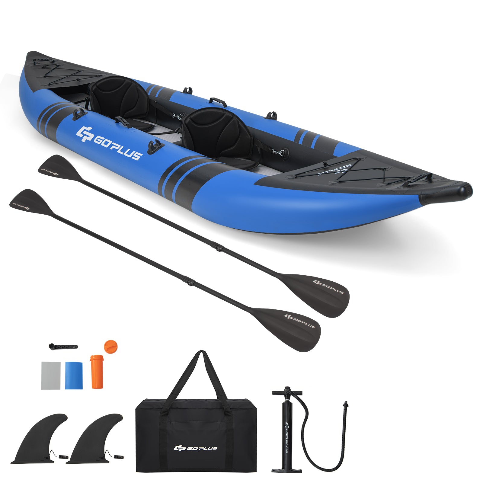 Inflatable 2-person Kayak Set with Aluminium Oars and Repair Kit, Blue Surfing at Gallery Canada