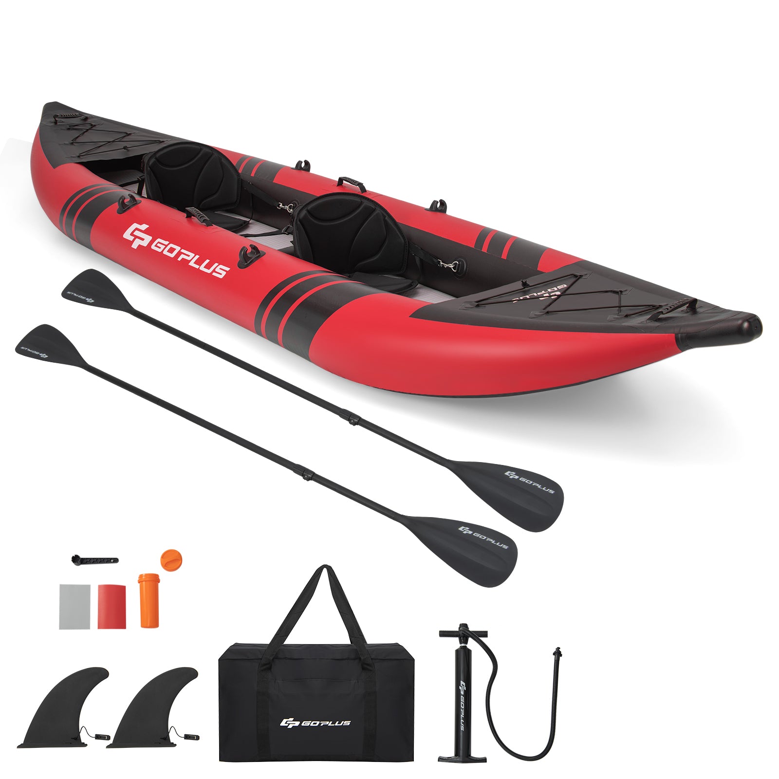 Inflatable 2-Person Kayak Set, Aluminium Oars, Repair Kit, Red Surfing Red at Gallery Canada