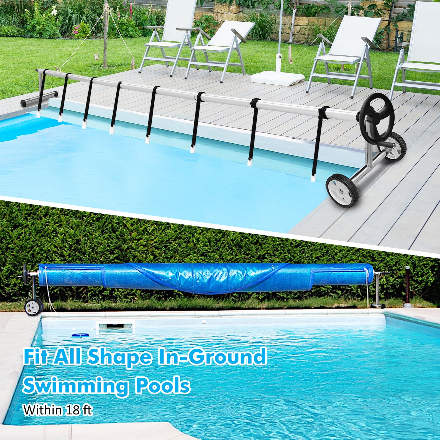 18 Feet Aluminum In-Ground Swimming Pool Cover Reel, Silver Swimming Pools at Gallery Canada