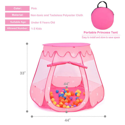 Pink Portable Kid Play House Play Tent with 100 Balls, Pink - Gallery Canada