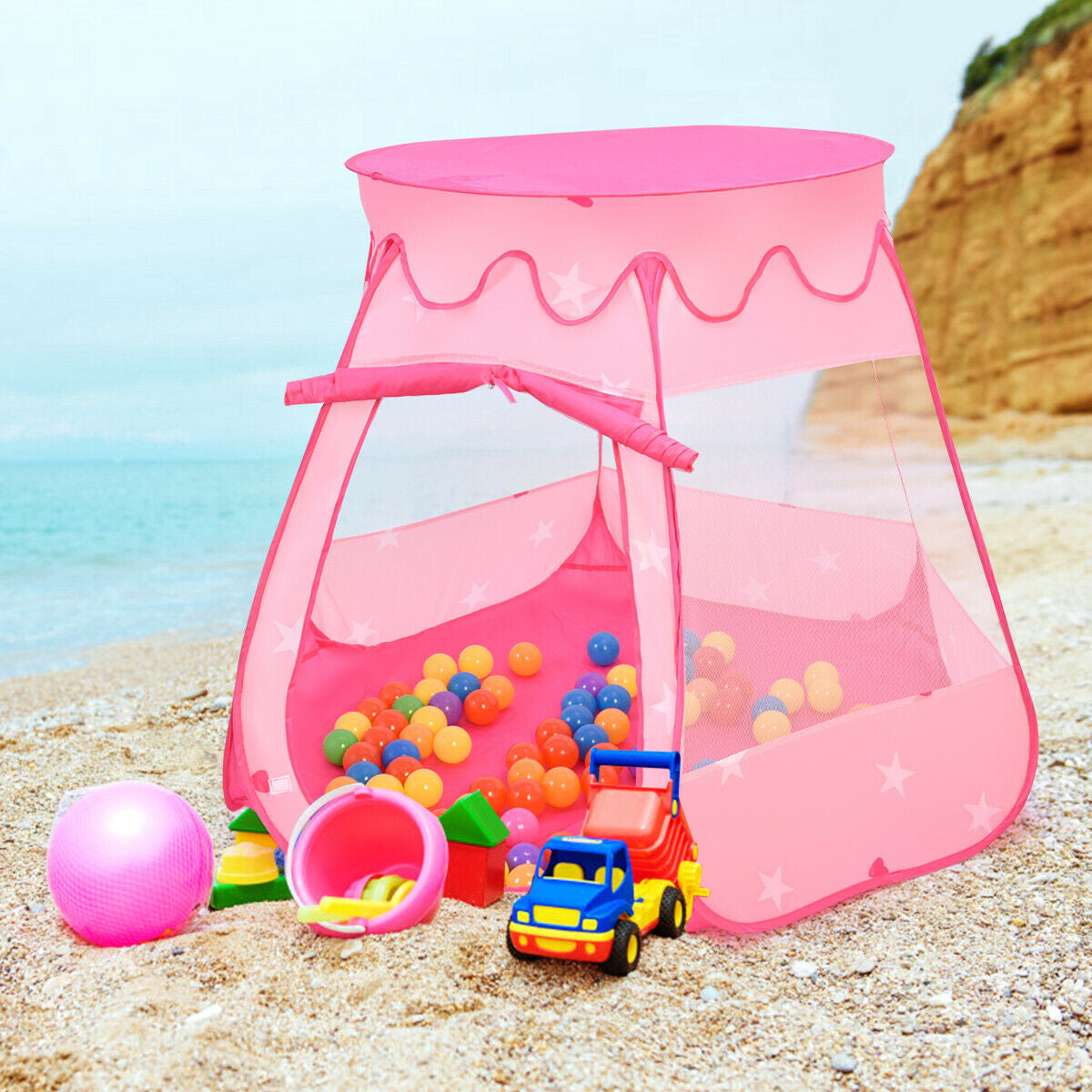 Pink Portable Kid Play House Play Tent with 100 Balls, Pink Play Tents & Playhouse at Gallery Canada