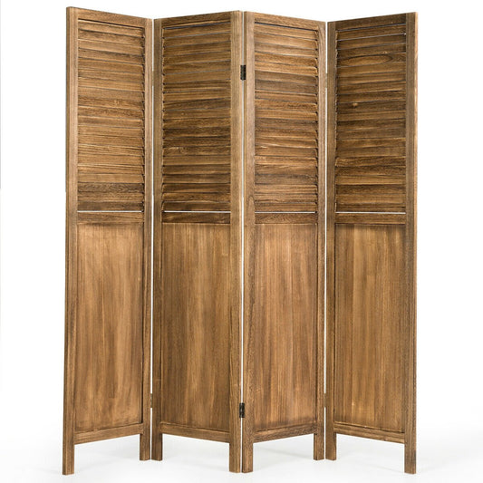 5.6 Ft Tall 4 Panel Folding Privacy Room Divider, Natural at Gallery Canada