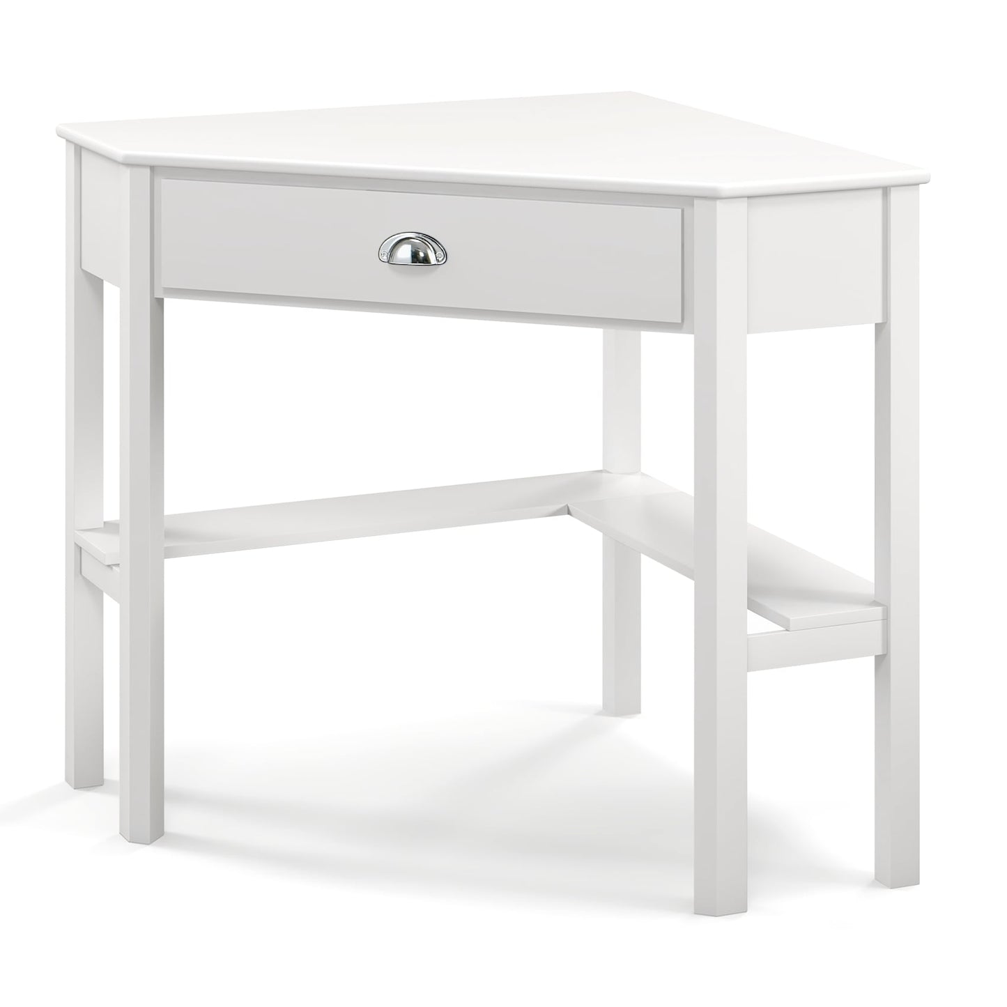 Bureau d'angle en bois pour ordinateur portable, blanc