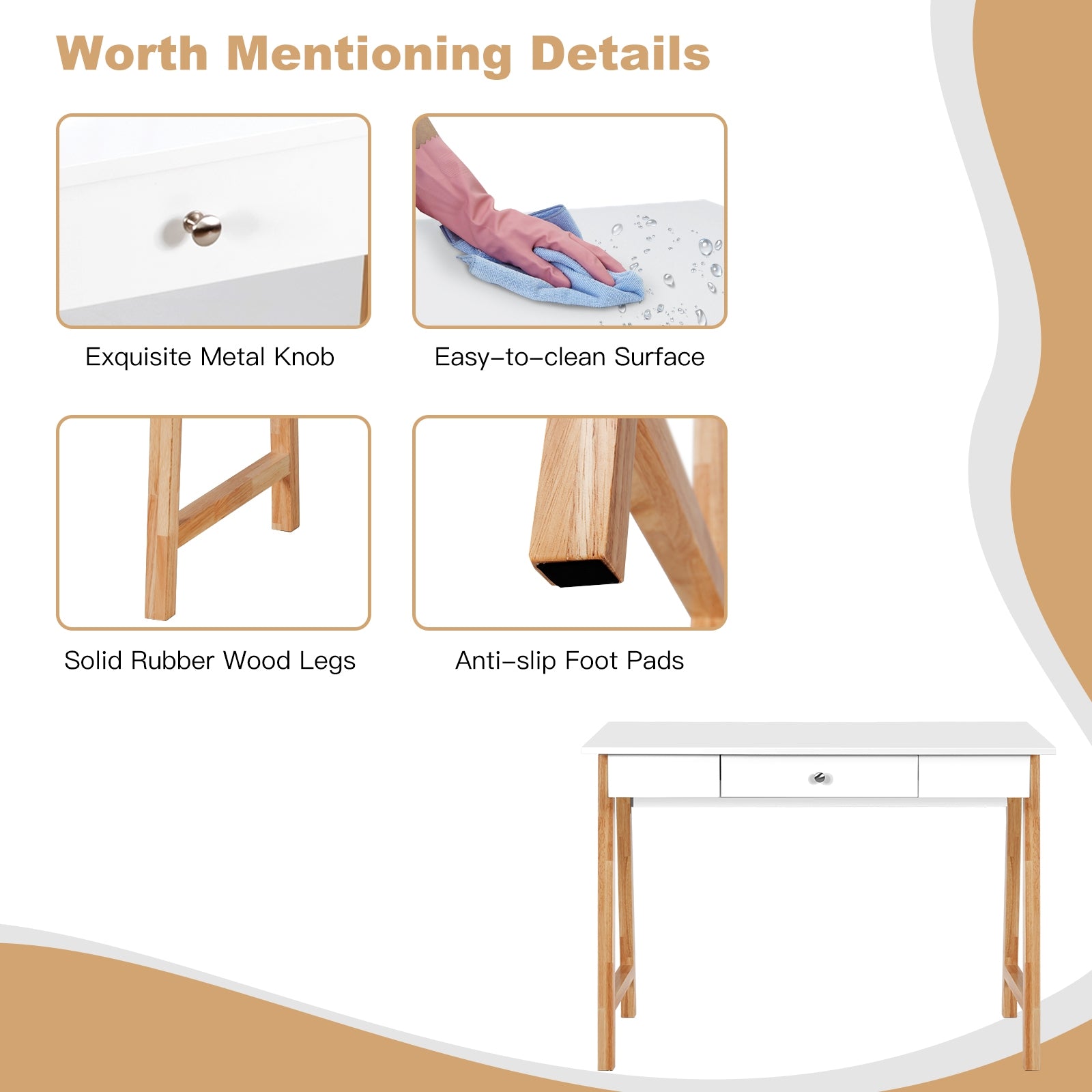 Computer Desk Laptop PC Writing Table, Natural Writing Desks at Gallery Canada