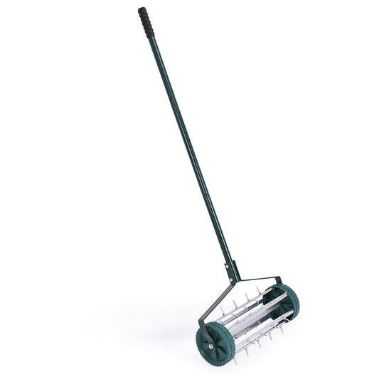 18 Inch Rolling Lawn Aerator, Anti-Slip Handle, Green Lawn Care Tools Green at Gallery Canada
