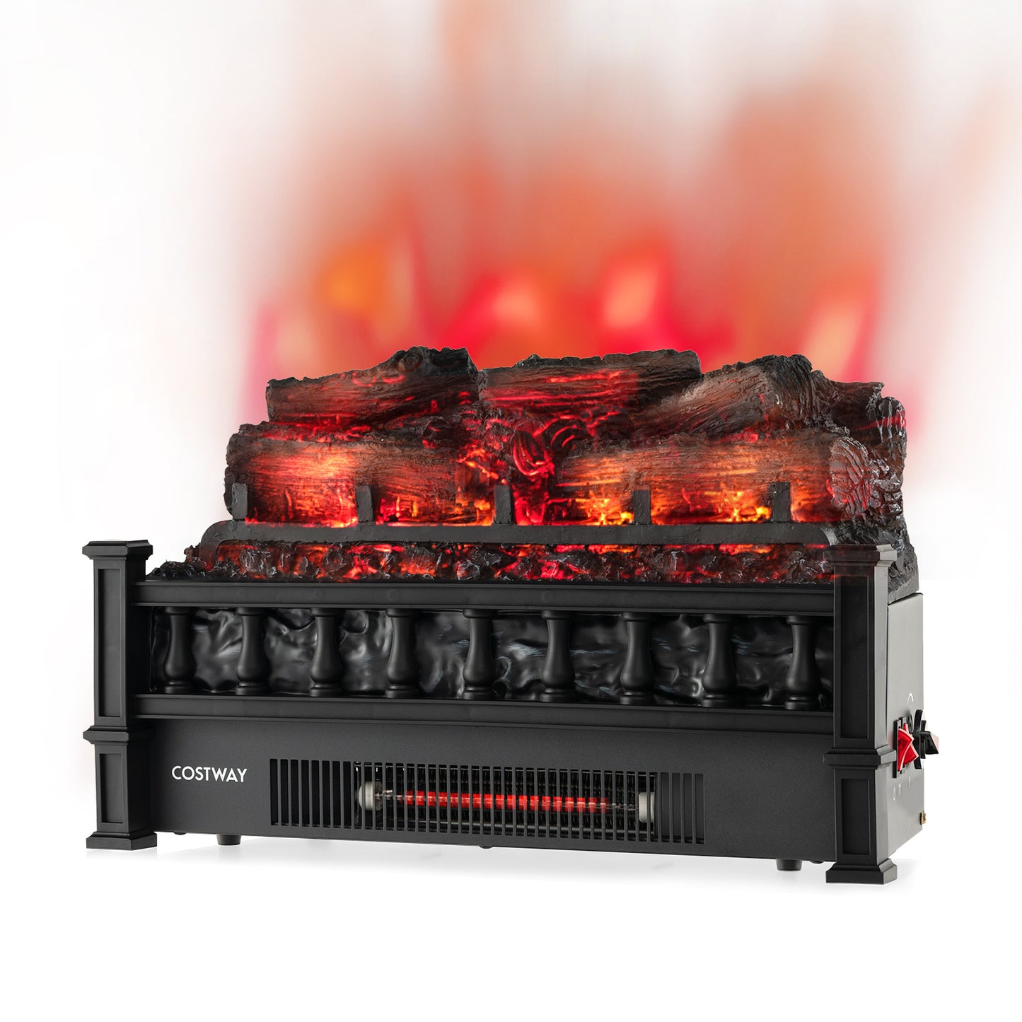 20 Inch Electric Fireplace Heater, Realistic Pinewood Ember Bed, Black Fireplaces at Gallery Canada