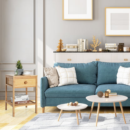 Bamboo Nightstand with Drawer and Open Shelf, Natural Nightstands at Gallery Canada