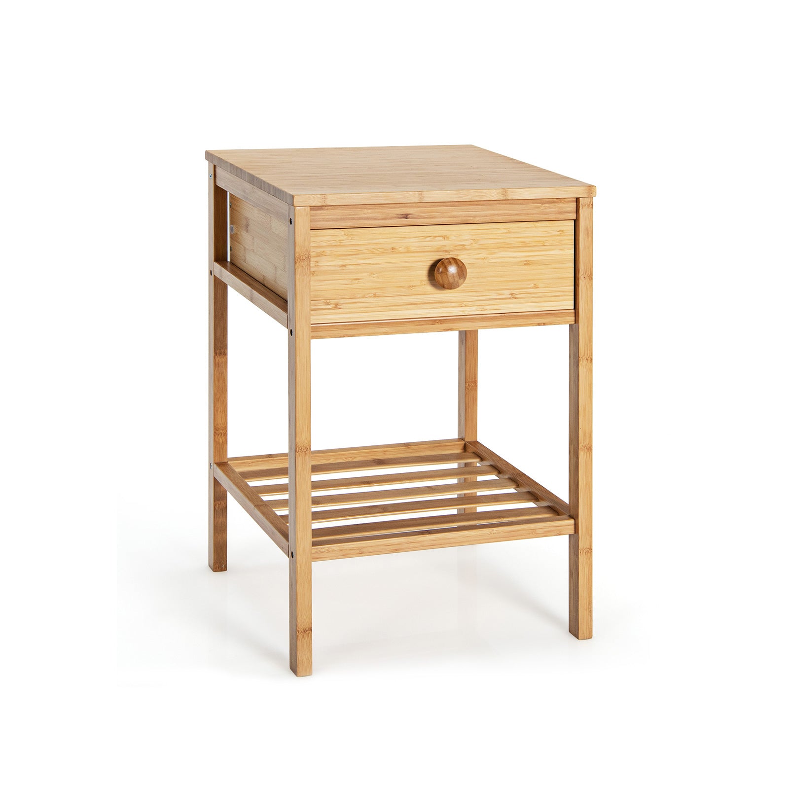 Bamboo Nightstand with Drawer and Open Shelf, Natural Nightstands at Gallery Canada