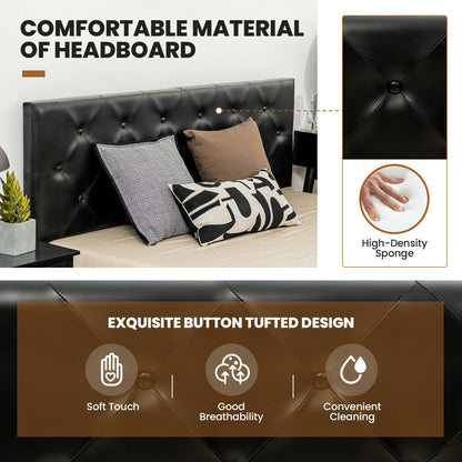 Full/Queen PU Leather Upholstered Platform Bed with 4 Drawers-Full Size Simple Bed Frame at Gallery Canada