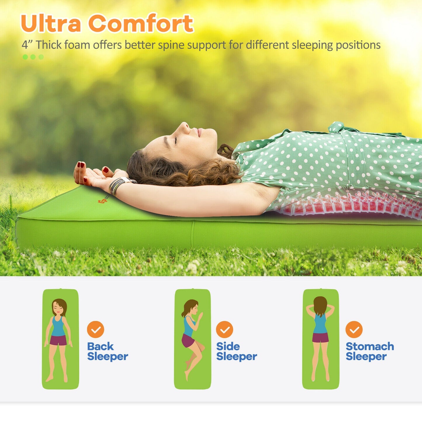 Self Inflating Folding Camping Sleeping Mattress, Green Air Mattresses & Sleeping Bags at Gallery Canada