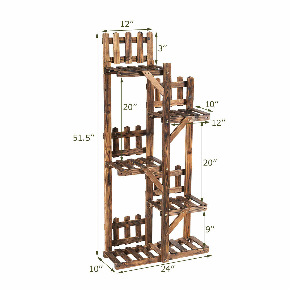 5-Tier Flower Rack Wood Plant Stand 6 Pots Display Shelf, Natural Plant Stands at Gallery Canada