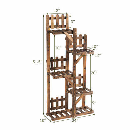 5-Tier Flower Rack Wood Plant Stand 6 Pots Display Shelf, Natural Plant Stands at Gallery Canada