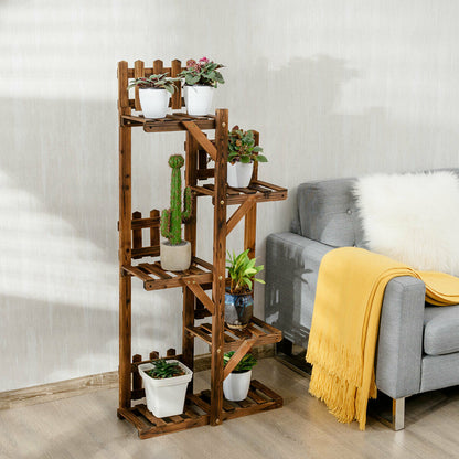 5-Tier Flower Rack Wood Plant Stand 6 Pots Display Shelf, Natural Plant Stands at Gallery Canada