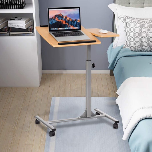 Adjustable Laptop Desk With Stand Holder And Wheels, Natural - Gallery Canada