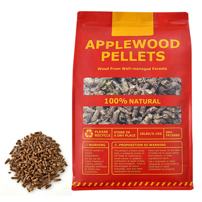 20 Pounds Apple Wood Pellets 100% All-Natural for Pellet Grills, Natural