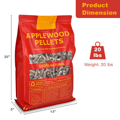 20 Pounds Apple Wood Pellets 100% All-Natural for Pellet Grills, Natural