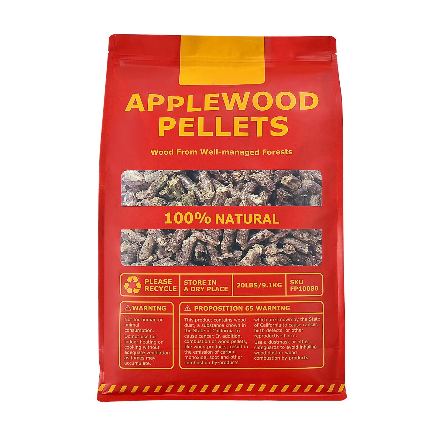 20 Pounds Apple Wood Pellets 100% All-Natural for Pellet Grills, Natural