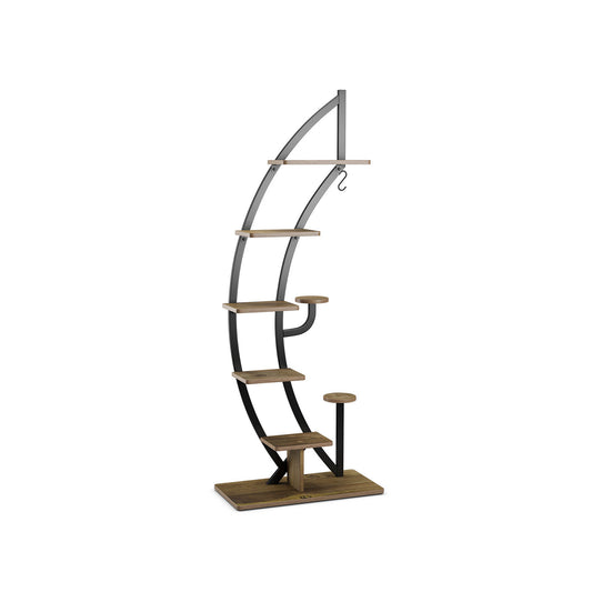 6 Tier 9 Potted Metal Plant Stand Holder Display Shelf with Hook, Natural Plant Stands Natural at Gallery Canada