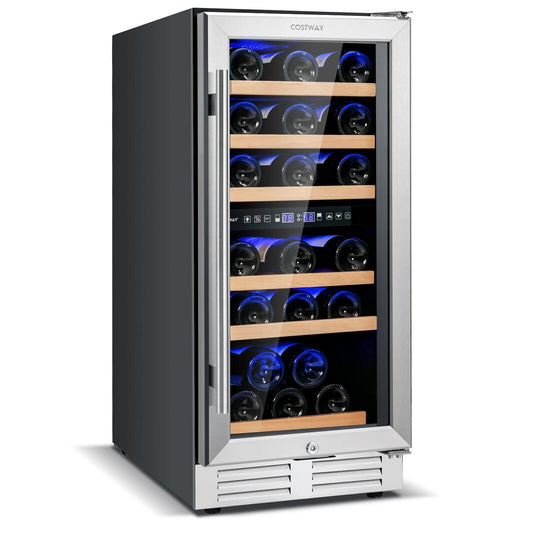 30-Bottle Freestanding Wine Cooler with Temp Memory and Dual Zones , Silver at Gallery Canada