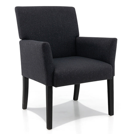 Fabric Upholstered Executive Guest Armchair with Rubber Wood Legs, Black - Gallery Canada