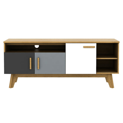 65 Inch TV Stand, 3 Cabinets, 3 Shelves, Natural Entertainment Centers & TV Stands Natural at Gallery Canada