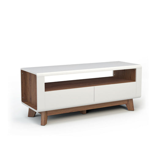Media Console with 2 Pull-Out Drawers and Open Compartment for TVs up to 50 Inch, White at Gallery Canada