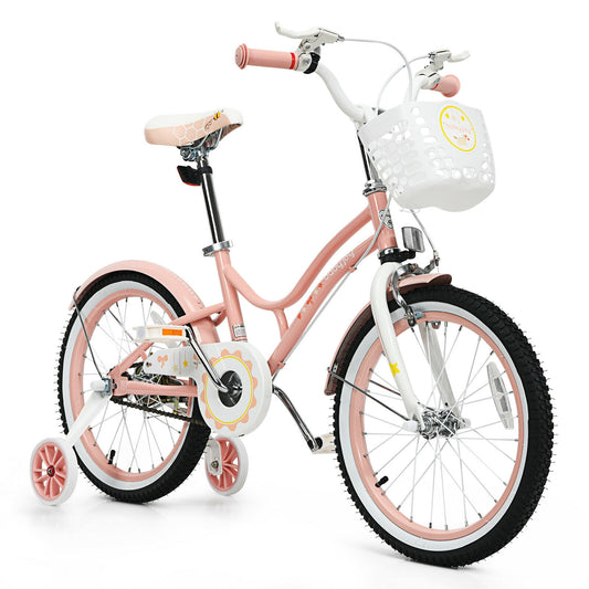 18 Inch Kids Adjustable Bike With Training Wheels, Pink Kids Bike Pink at Gallery Canada