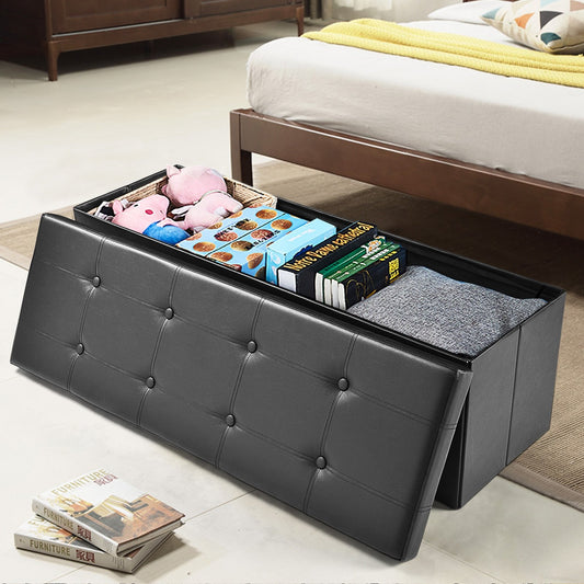45 Inches Large Folding Ottoman Storage Seat, Black - Gallery Canada