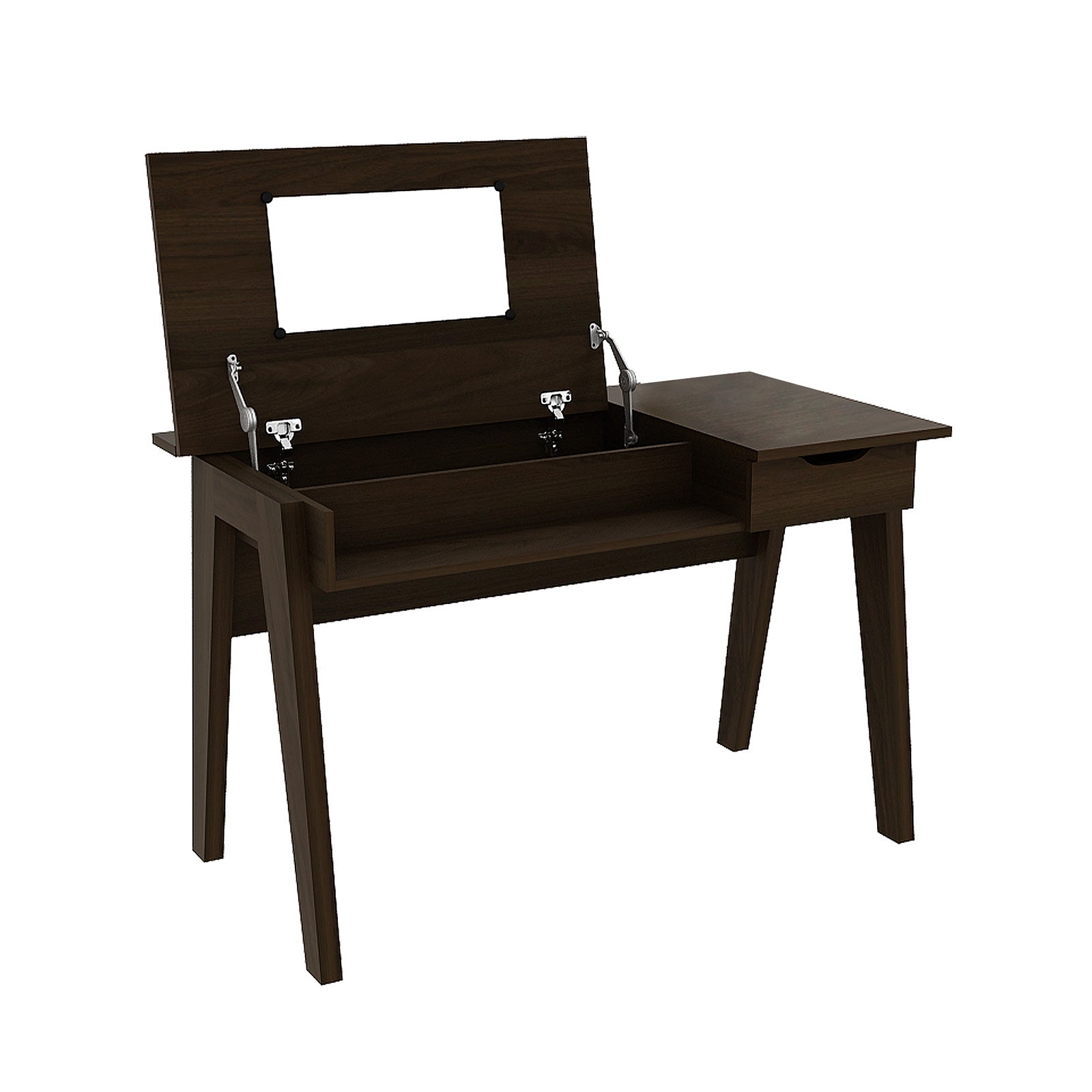 Dressing Table with Flip Mirror and Storage Drawer, Brown Makeup Vanities Brown at Gallery Canada
