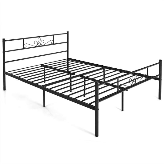 Twin/Full/Queen Size Metal Bed Frame with Headboard and Footboard-Queen Size, Black - Gallery Canada