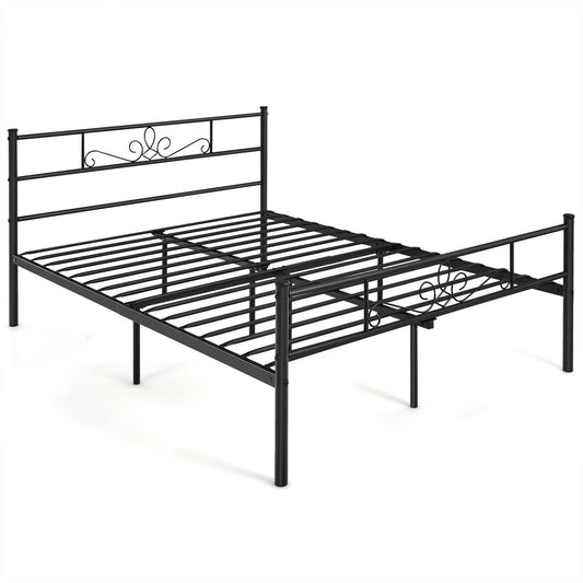 Twin/Full/Queen Size Metal Bed Frame with Headboard and Footboard-Full Size, Black - Gallery Canada