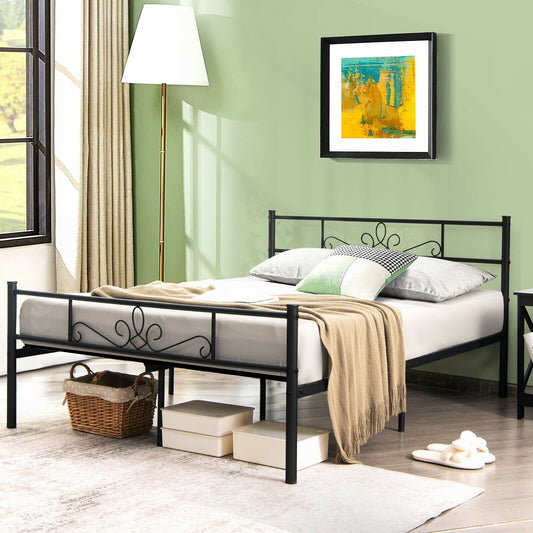 Twin/Full/Queen Size Metal Bed Frame with Headboard and Footboard-Full Size, Black - Gallery Canada