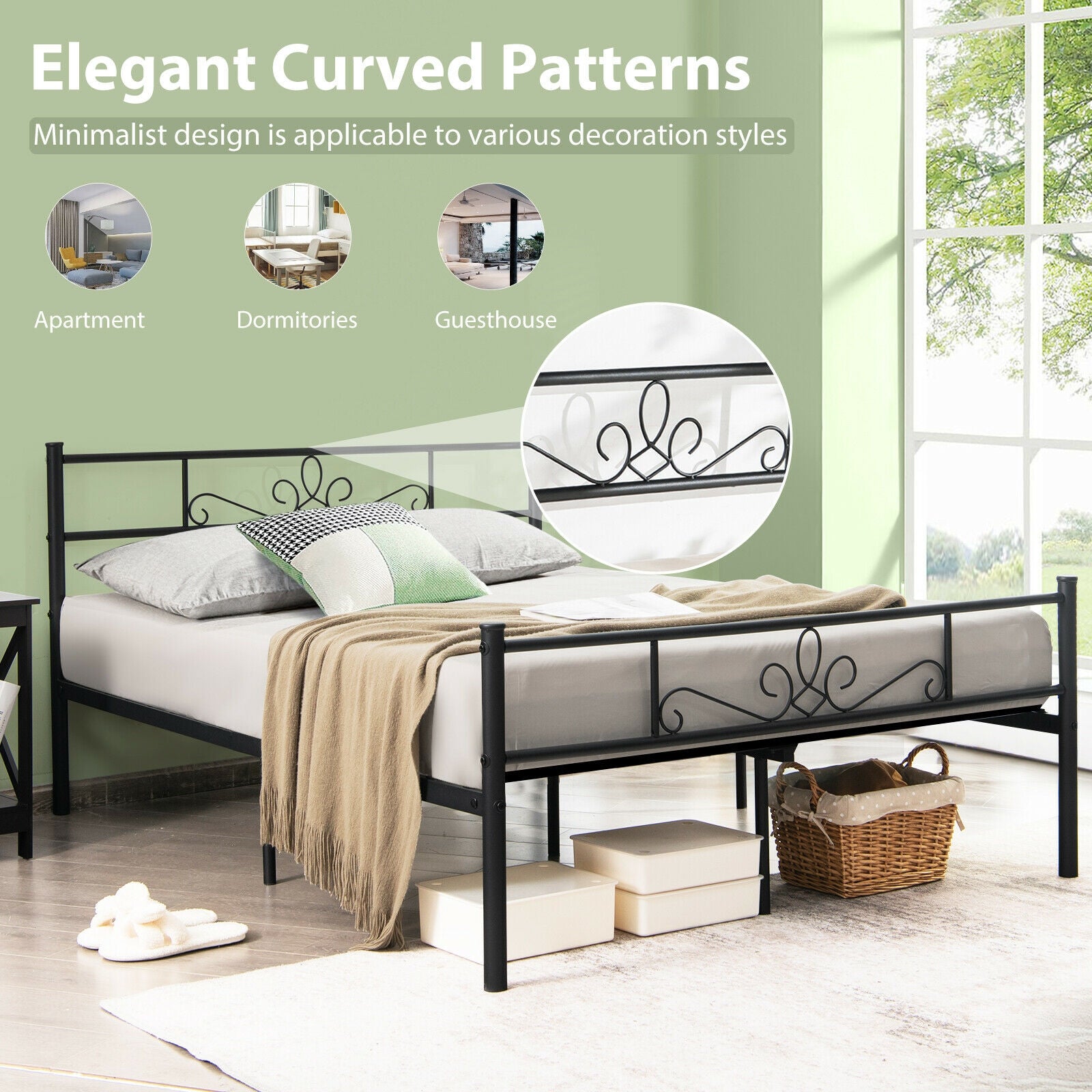 Metal Bed Frame With Headboard And Footboard, Full Size, Black Simple Bed Frame at Gallery Canada