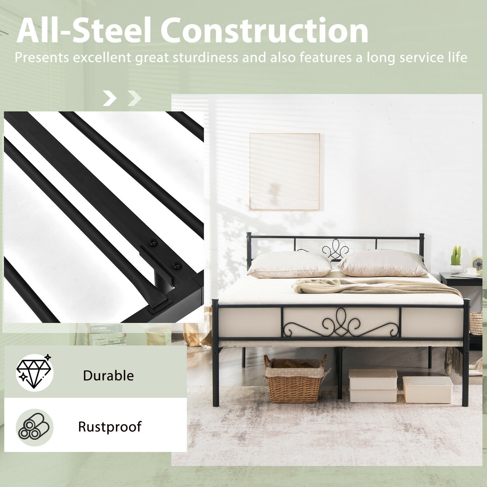 Metal Bed Frame With Headboard And Footboard, Full Size, Black Simple Bed Frame at Gallery Canada
