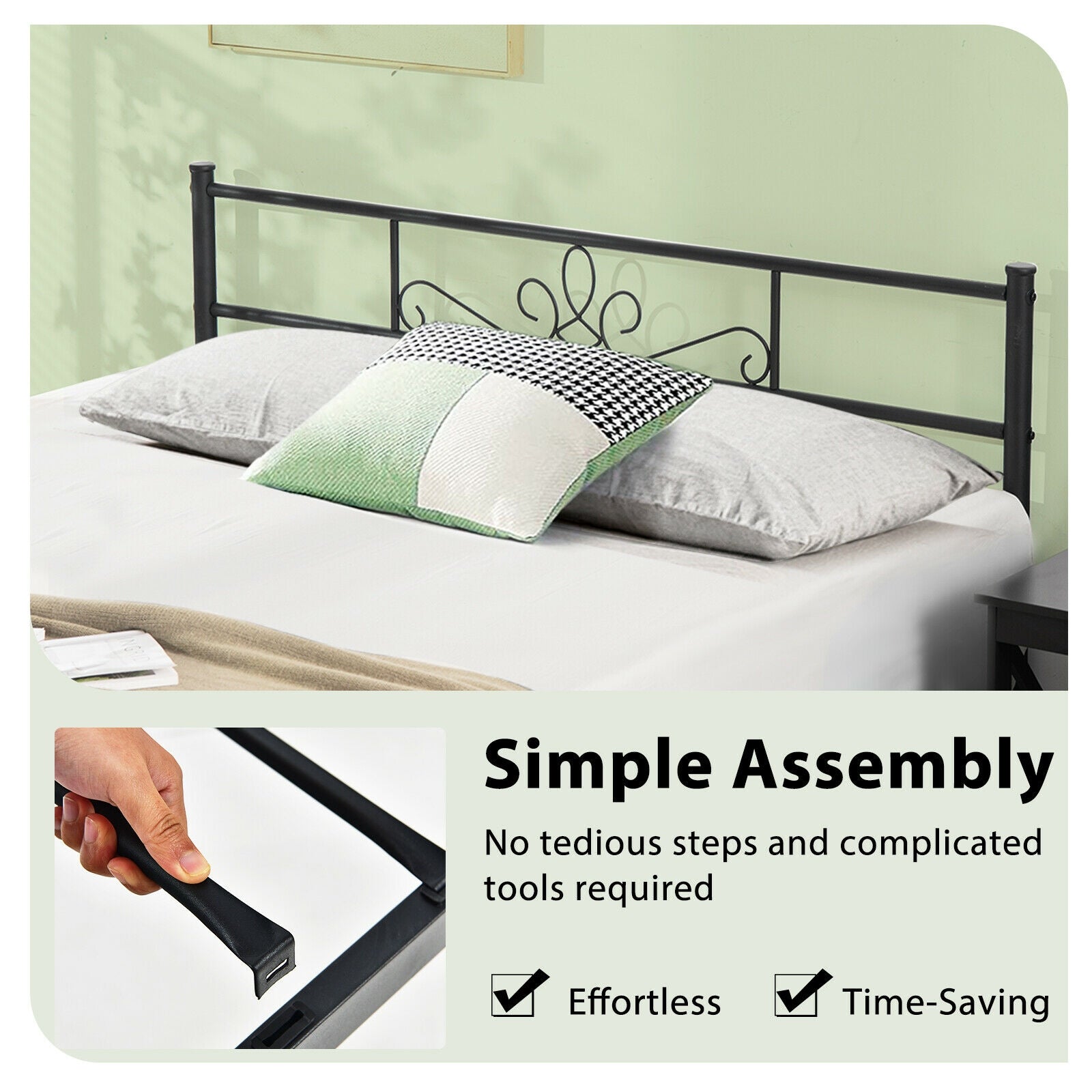Metal Bed Frame With Headboard And Footboard, Full Size, Black Simple Bed Frame at Gallery Canada
