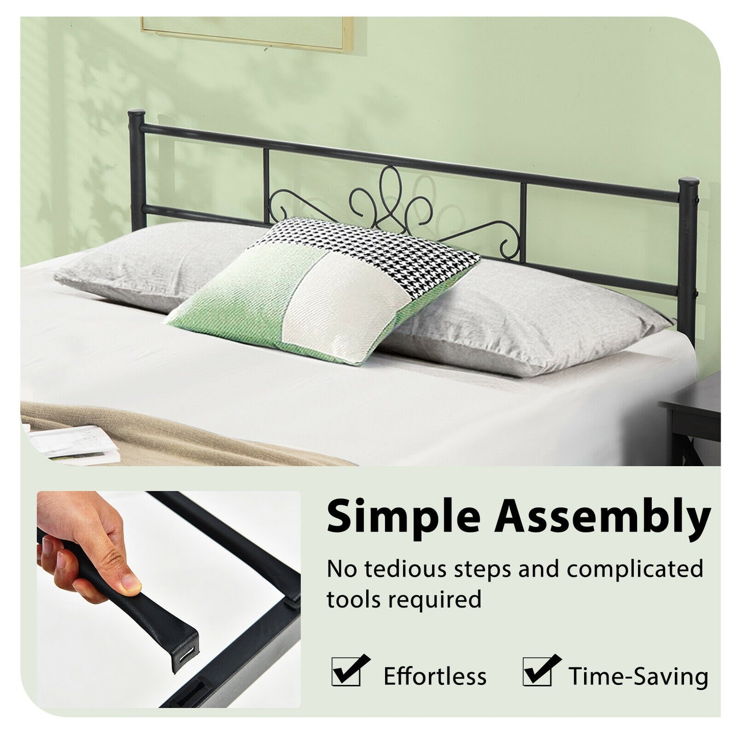 Metal Bed Frame With Headboard And Footboard, Full Size, Black Simple Bed Frame at Gallery Canada
