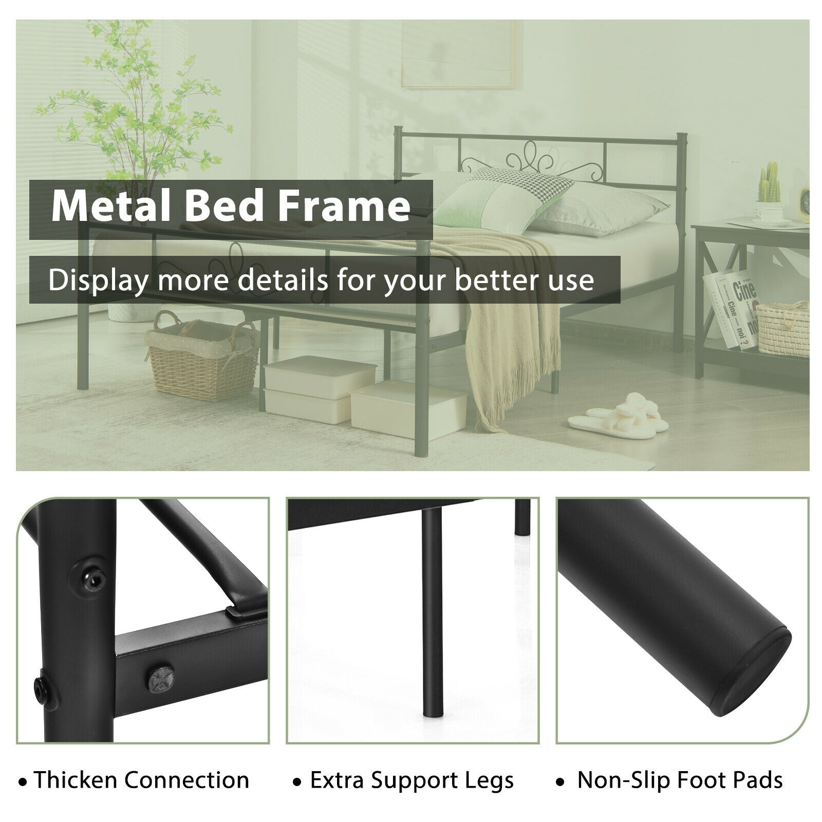 Metal Bed Frame With Headboard And Footboard, Full Size, Black Simple Bed Frame at Gallery Canada