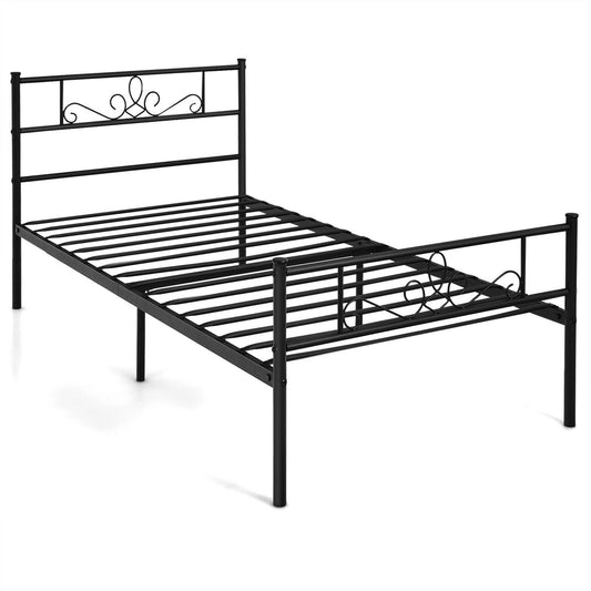 Twin/Full/Queen Size Metal Bed Frame with Headboard and Footboard-Twin Size, Black - Gallery Canada