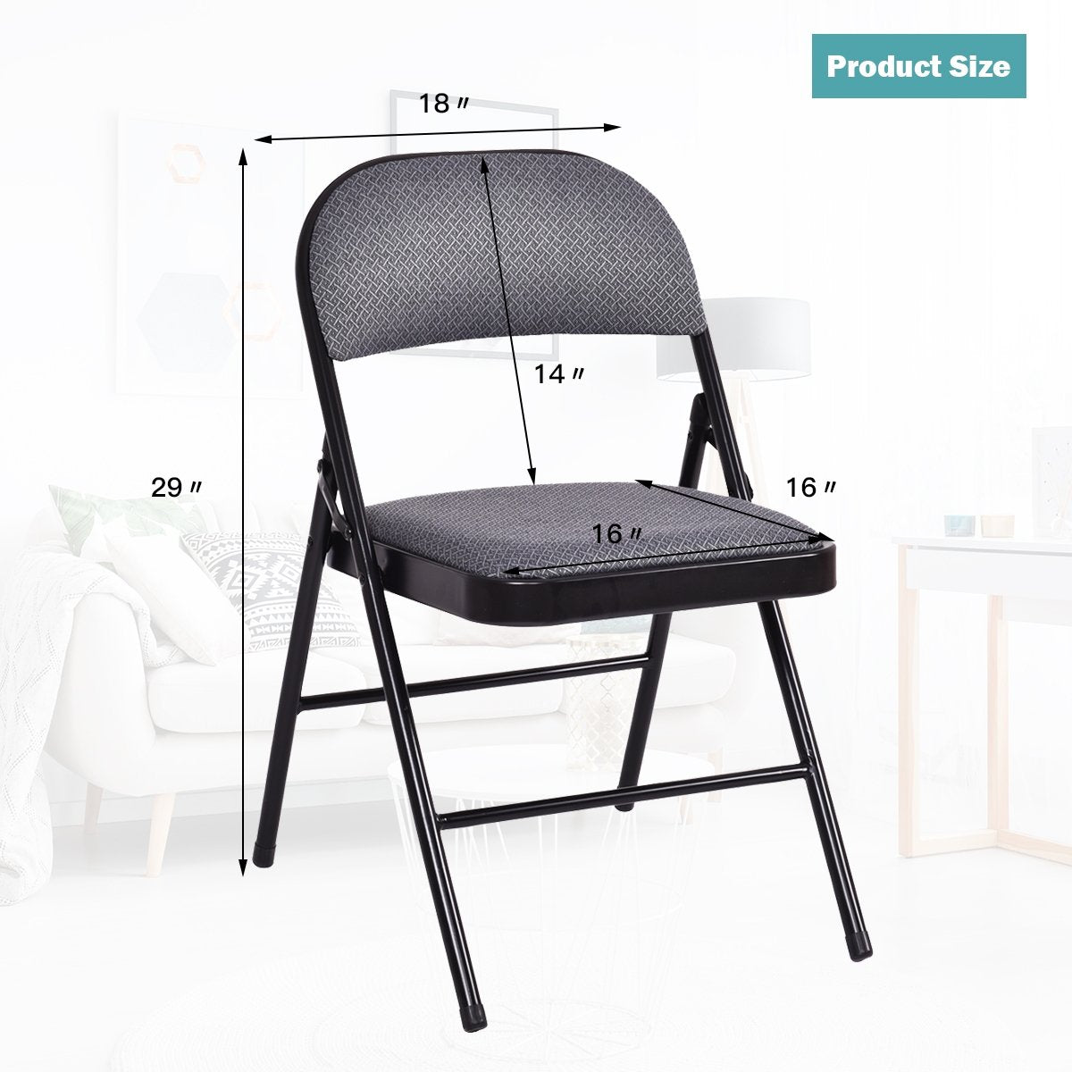 Folding Chair Set with Upholstered Seat and Fabric Covered Backrest - Gallery Canada