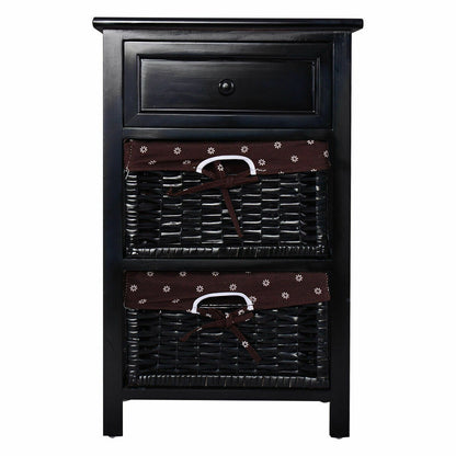 3 Tier Set of 2 Wood Nightstand with 1 and 2 Drawer , Black Nightstands at Gallery Canada