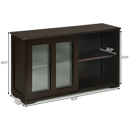 Sideboard Buffet Cupboard Storage Cabinet with Sliding Door, Brown Sideboards Cabinets & Buffets at Gallery Canada