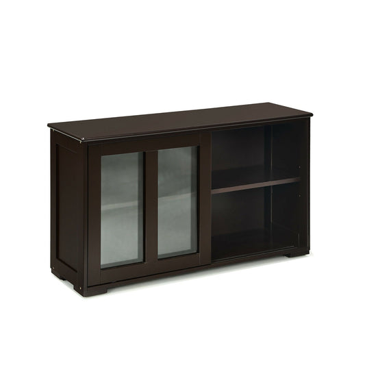 Sideboard Buffet Cupboard Storage Cabinet with Sliding Door, Brown - Gallery Canada