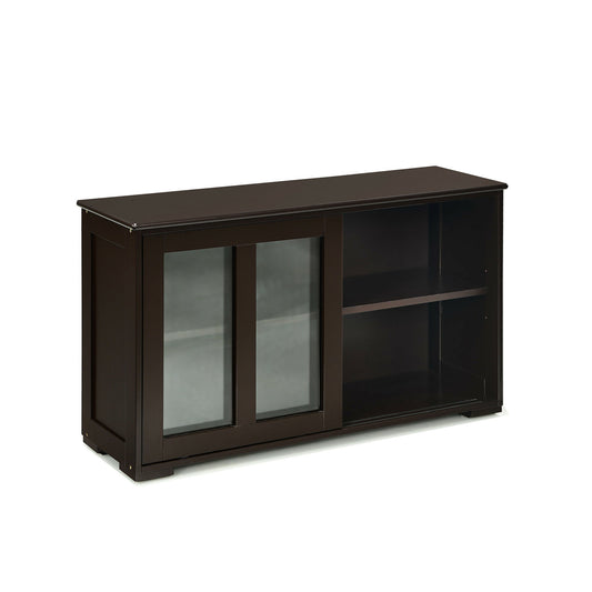 Sideboard Buffet Cupboard, Storage Cabinet With Sliding Door, Brown