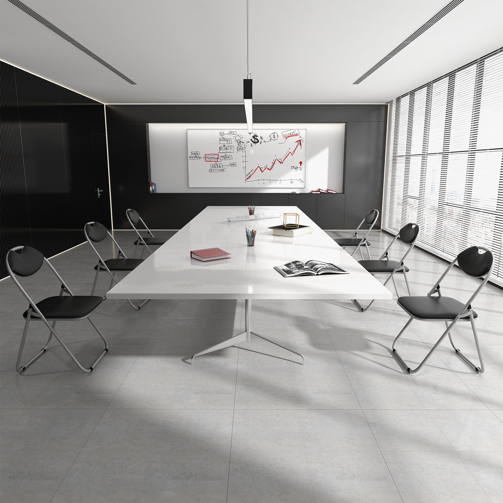 6 Pieces U-Shape Folding Chairs, Hollow Handle, Black Dining Chairs at Gallery Canada